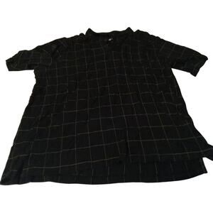 Breakwater Mens Size Large Black And White Square Pattern 3 Button Pullover